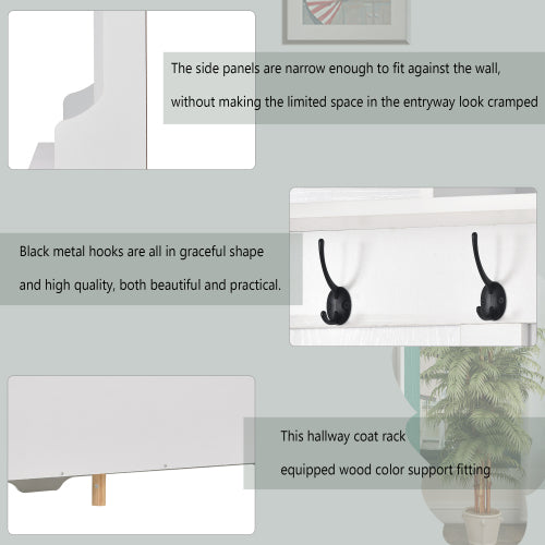 Bellemave Modern Style Multiple Functions Hallway Coat Rack with Metal Black Hooks
