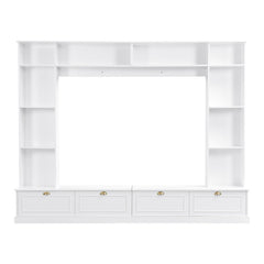 Bellemave® 104.2" Large Wall Unit Entertainment Center with Bookshelves and Golden Handles