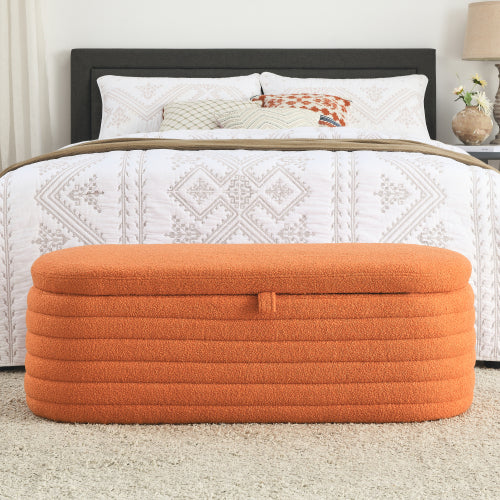 Bellemave 45.5" Ottoman Upholstered Fabric Storage Bench with Safety Hinge