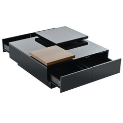 Bellemave® Movable Top Coffee Table with High Gloss finish, 4 Hidden Storage Drawers