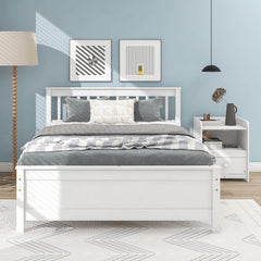 Bellemave® Platform Bed with a Nightstand,with Headboard and Footboard