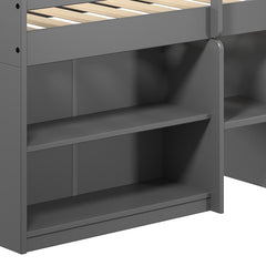 Bellemave® Twin Size Low Loft Bed with Storage Drawers and Open Shelves