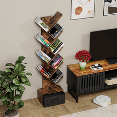 Bellemave® 9 Tier Tree Bookshelf with Drawer