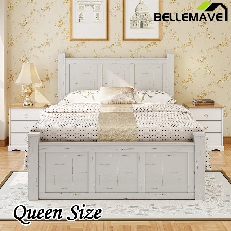 Bellemave® Farmhouse Style Four Square Poster Platform Bed with Three Storage Drawers