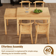 Bellemave® 65" 5-Piece Farmhouse Extendable Dining Table Set with Pull-out Side Table and Dining Chairs Bellemave®