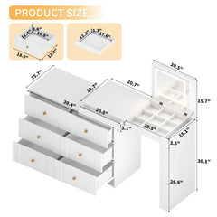 Bellemave® Vanity Desk with Mirror and Lights, Flip-Top Tabletop, 7 Storage Drawers, 9 Compartments