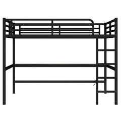 Bellemave® Queen Size Metal Loft Bed with Power Outlet and LED Lighted