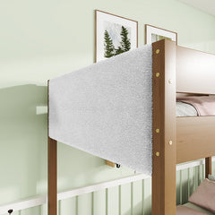 Bellemave® Twin Size Rubber Wooden Bunk Bed with Ladder, Safety Guardrails and Teddy Fleece Fabric Headboard/Footboard