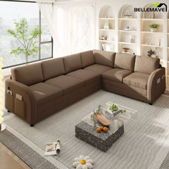 Brown reversible chaise sectional sofa