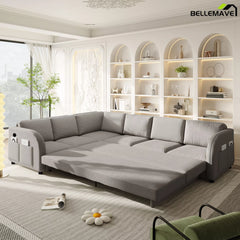 Gray L shaped sectional sofa front view