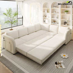 White sleeper sofa bed close angle view