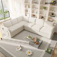 White sectional sleeper sofa side angle