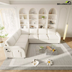 White L shaped sleeper sofa extended bed
