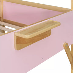 Bellemave® Twin Over Twin & Full Over Full House Bunk Bed with Stairs and 3-Color LED Lights for Kids and Teens