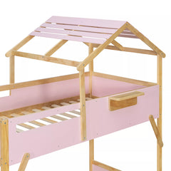 Bellemave® Twin Over Twin & Full Over Full House Bunk Bed with Stairs and 3-Color LED Lights for Kids and Teens