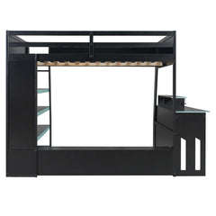 Bellemave® Gaming Loft Bed with Desk and Shelves,Esports Design for PC & Console Gamers,Full Size Wood Loft Bed Frame with RGB Light Bellemave®