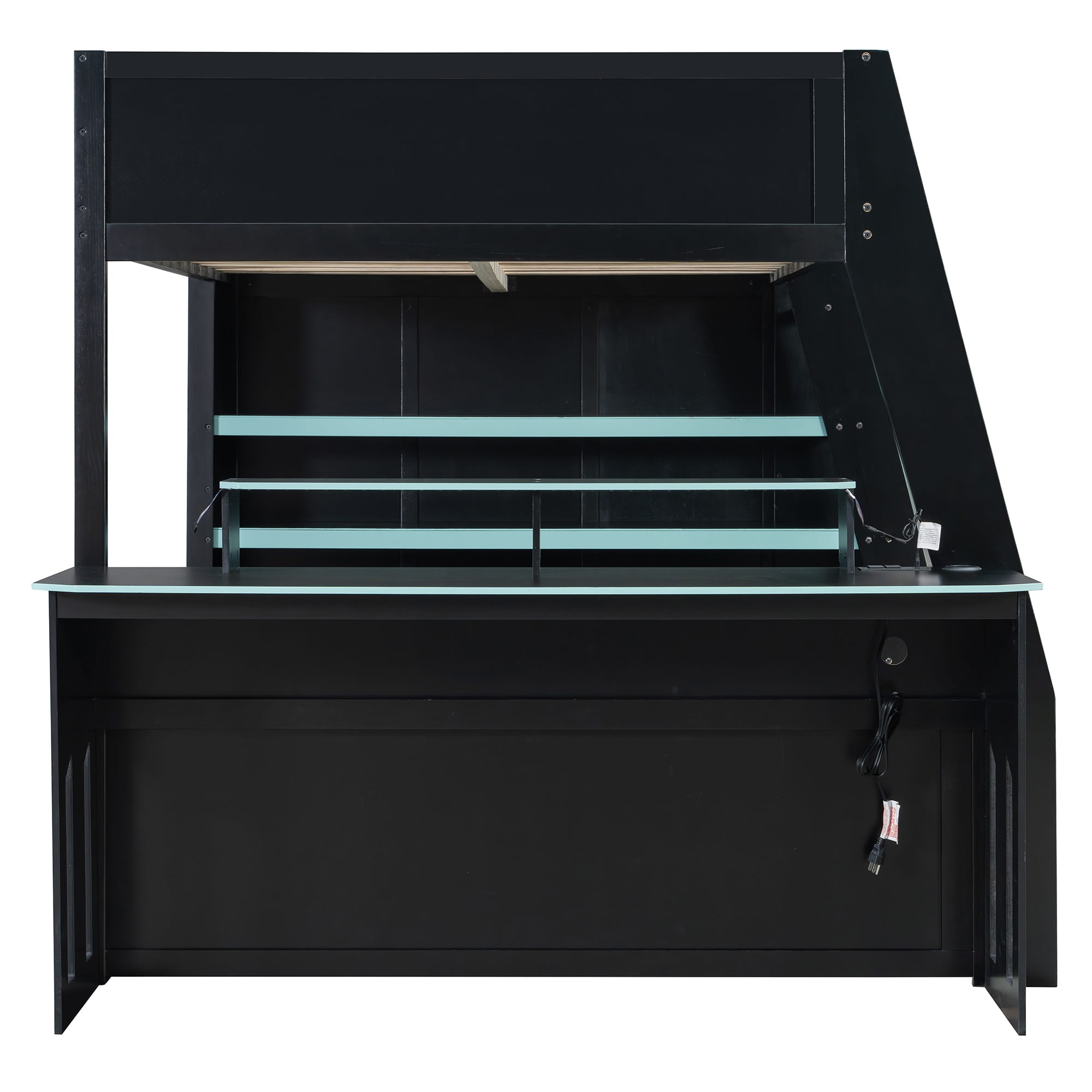 Bellemave® Gaming Loft Bed with Desk and Shelves,Esports Design for PC & Console Gamers,Full Size Wood Loft Bed Frame with RGB Light Bellemave®