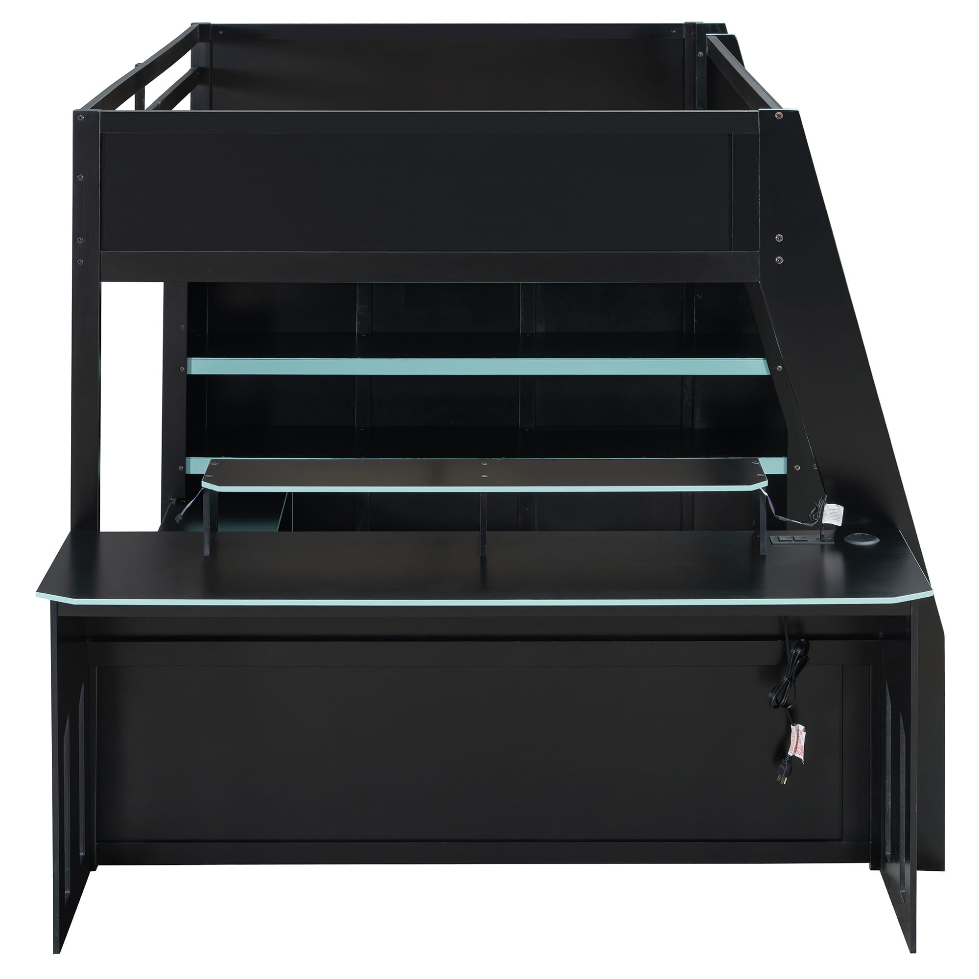 Bellemave® Gaming Loft Bed with Desk and Shelves,Esports Design for PC & Console Gamers,Full Size Wood Loft Bed Frame with RGB Light Bellemave®