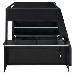 Bellemave® Gaming Loft Bed with Desk and Shelves,Esports Design for PC & Console Gamers,Full Size Wood Loft Bed Frame with RGB Light Bellemave®