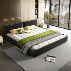Bellemave® King Size Cloud Bed Frame with Movable Headboard, Chenille Upholstered Platform Bed with Round Corner, No Box Spring Needed