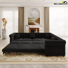 Black L-Shaped Sofa with Chaise Lounge