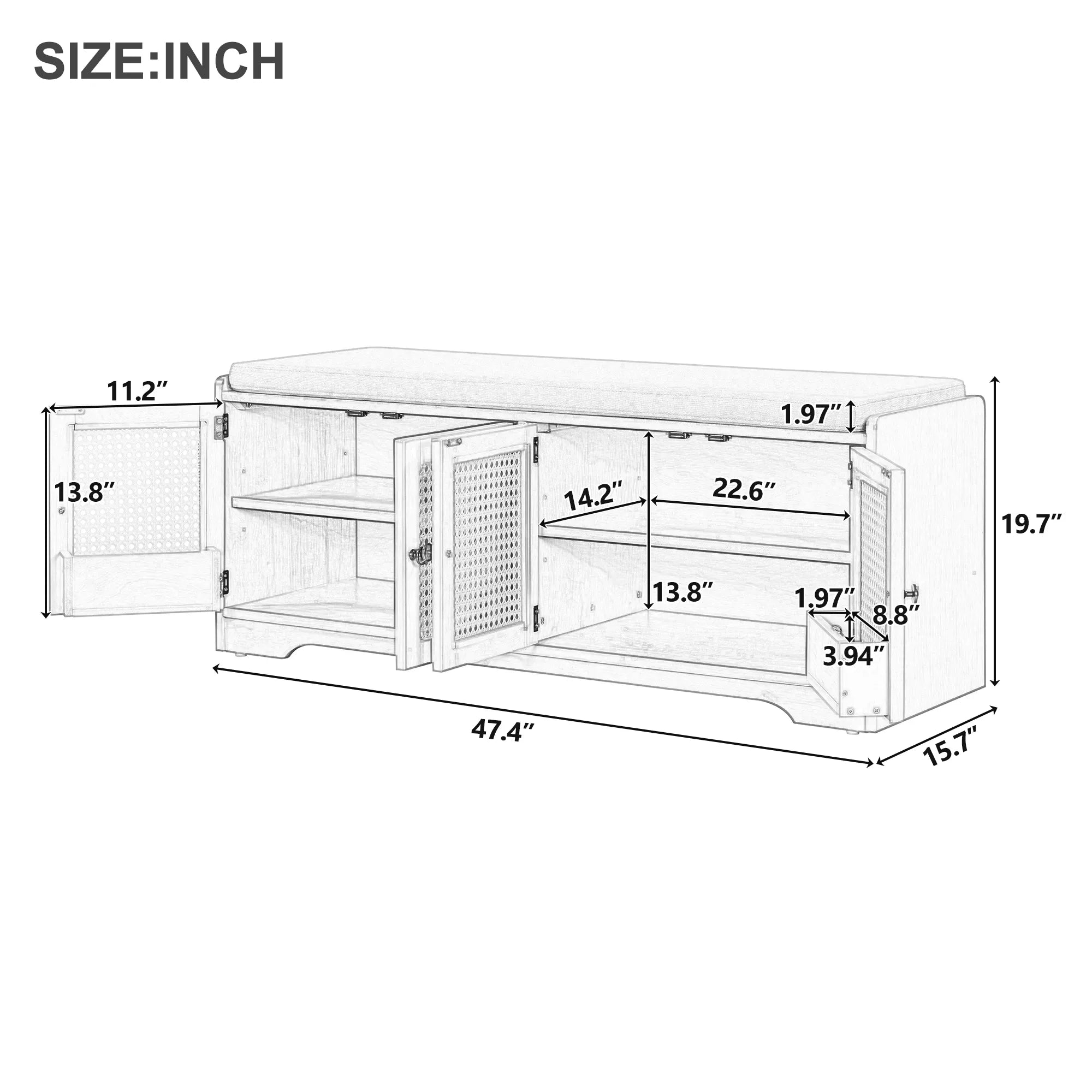 Rustic storage bench dimensions and measurements