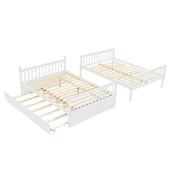 Bellemave® Full Size Convertible Bunk Bed with Trundle, Ladder and Safety Rails Bellemave®