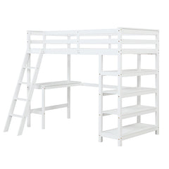 Bellemave® Loft Bed with Desk,Ladder and Shelve