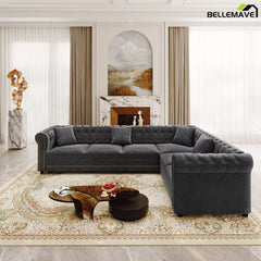 Dark Grey L-Shaped Sleeper Sofa with Pull Out Bed