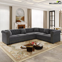 Dark Grey L-Shaped Sofa with Chaise Lounge