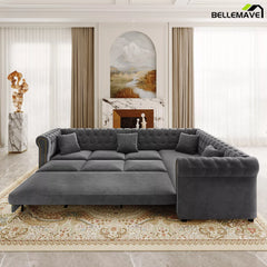 Dark Grey Convertible Sleeper Sofa Angle View