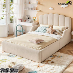 Full Size Kids Floor Bed with Teddy Fabric Upholstery