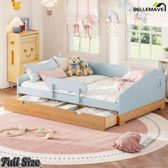 Blue house floor bed with storage drawer