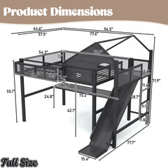 Full size metal loft bed dimensions