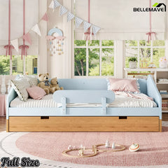Full size house floor bed with guardrails