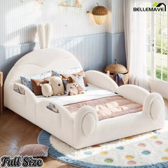 Full size white rabbit toddler bed bedroom setup
