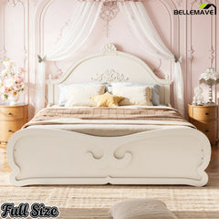 Full Size Solid Wood Platform Bed with Headboard