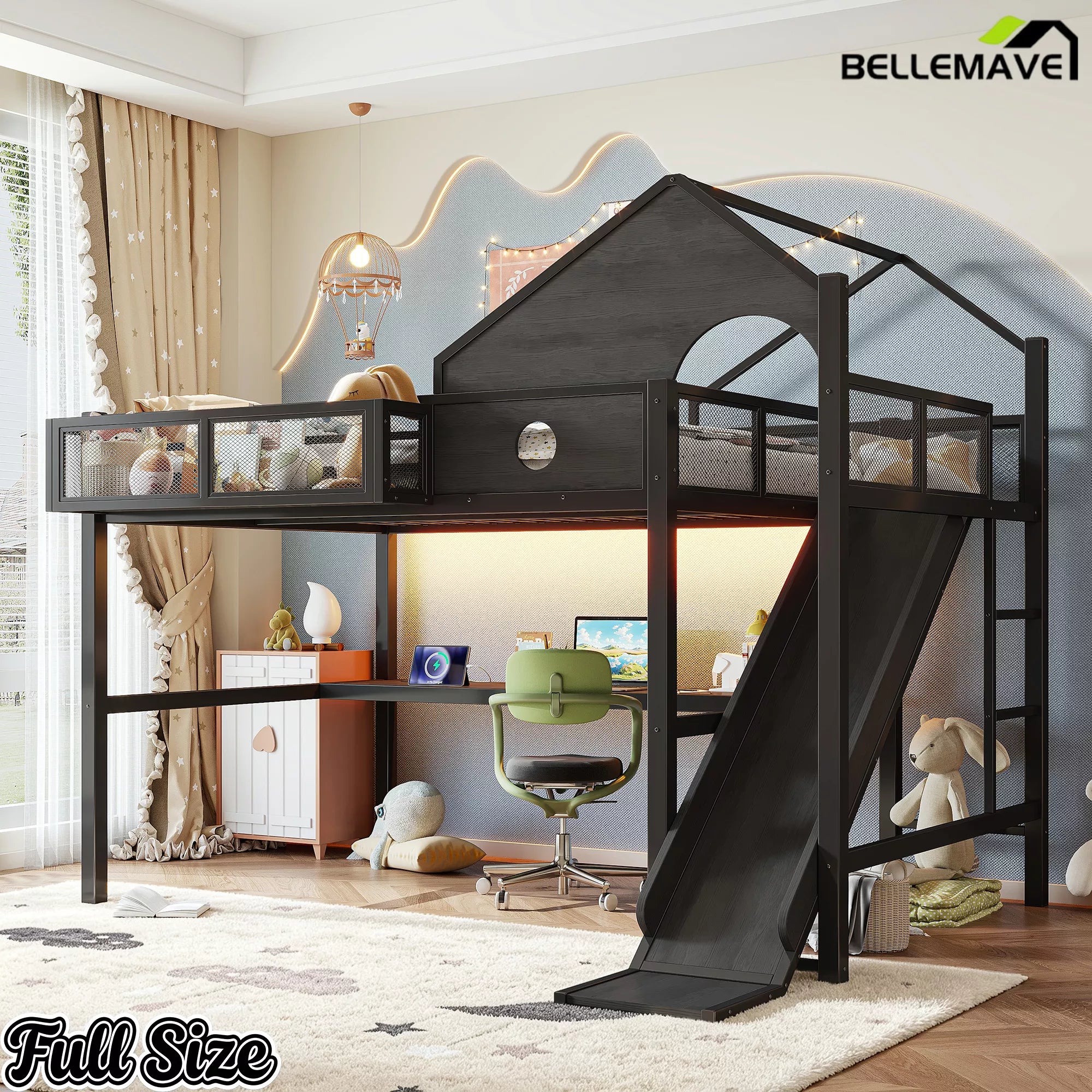 Full size multifunctional loft bed frame