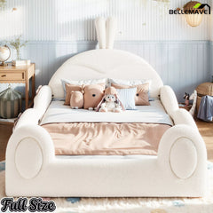 Full size upholstered kids platform bed bedroom scene