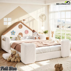 Full size kids floor bed with safety side rails