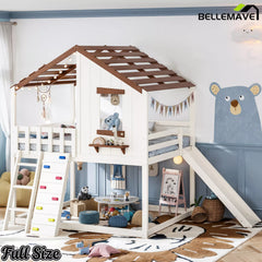 Full convertible loft bed with lower space