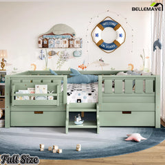 Bellemave® Kids Bed with Built-In Bookshelves, Storage Drawers & Staircase