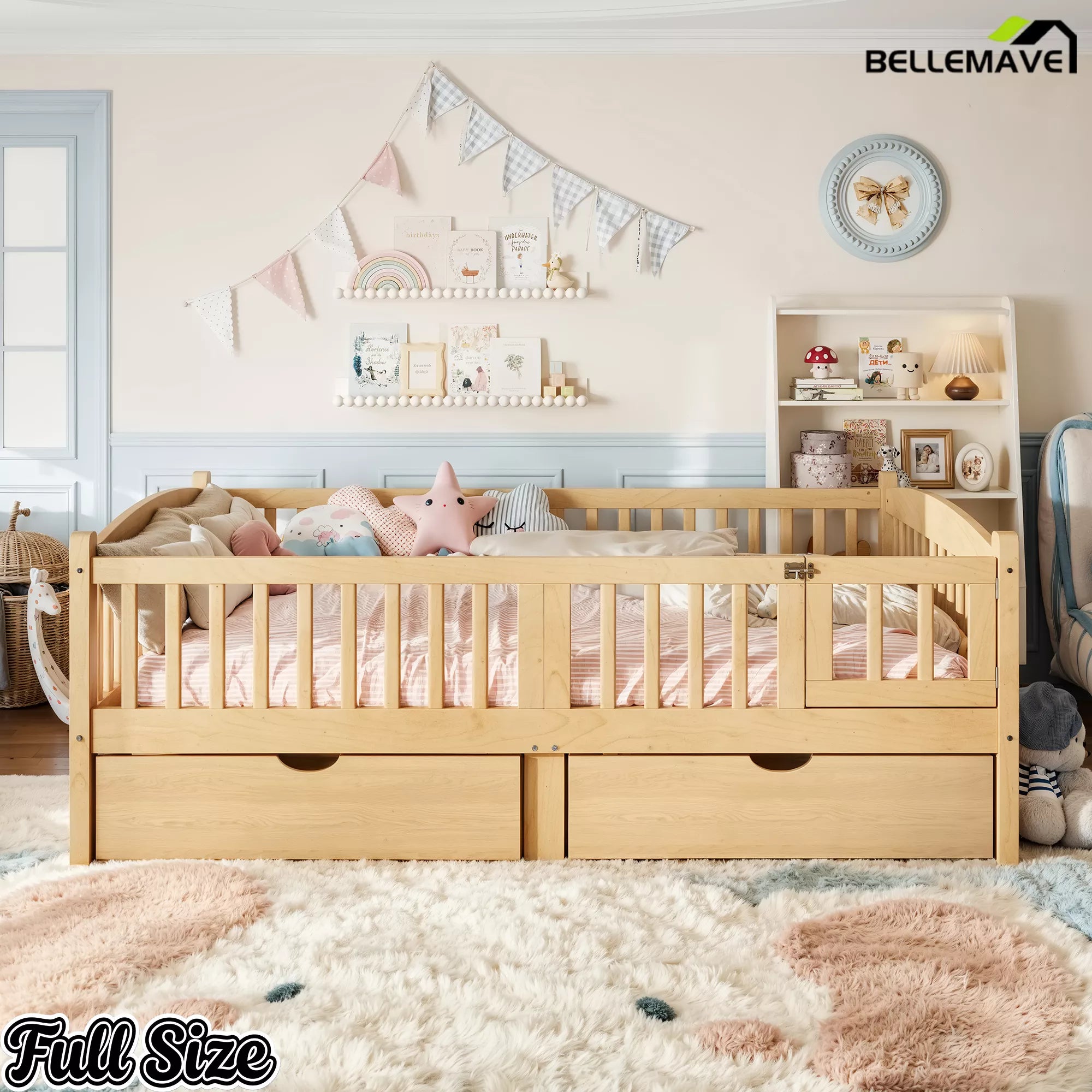 natural kids bed with storage drawers bedroom furniture