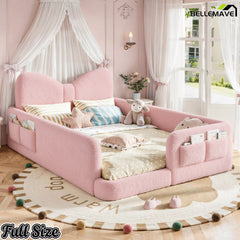 pink full size platform bed frame for children's bedroom