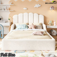 Full Size White Upholstered Floor Bed