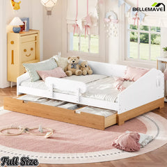 White house design floor bed with drawers