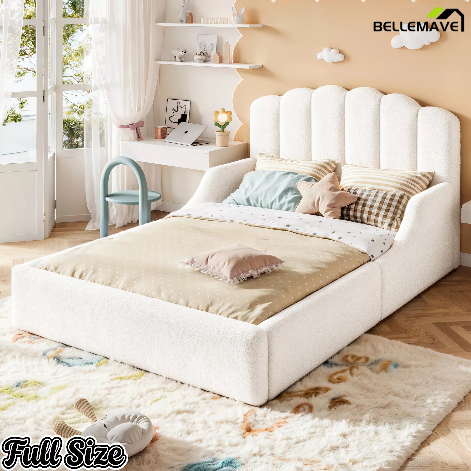 Full Size Kids Upholstered Bed Bedroom View