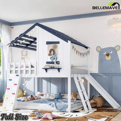 Convertible kids loft bed with house frame design
