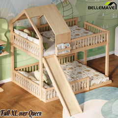kids bunk bed with built in slide and ladder