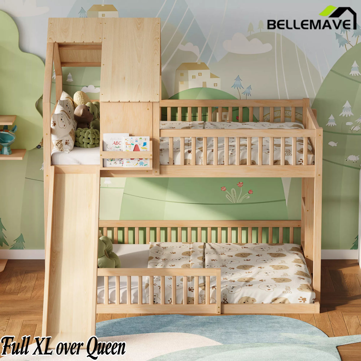 solid wood house bunk bed for kids and teens
